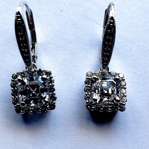 Cubic Zirconia Princess Dangles with Cubic Accents